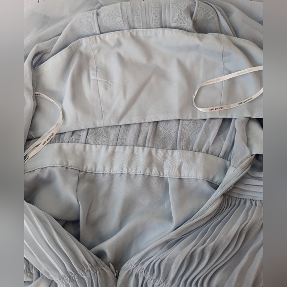 Self-Portrait • Pale Blue Chiffon Mini Dress - Picture 8 of 12